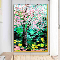 Notareart hand-painted oil painting Cherry Tree porch three-dimensional restaurant decorative painting living room background wall hanging painting