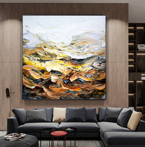 Notareart hand-painted oil painting stacked Jun abstract orange three-dimensional porch background decorative painting living room hanging painting