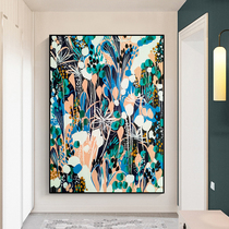 Notareart hand-painted oil painting Luan Wu flowers and plants porch background decorative painting abstract living room hanging painting light luxury