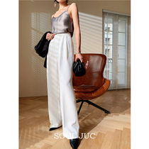 SOUL JUC Classic 100 Lap Straight Barrel Long Pants High Waist Autumn Temperament Broadlegged Pants Tug Pants