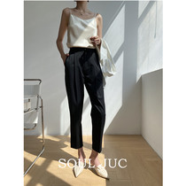 SOUL JUC Texture Western Dress Pants Woman Spring Summer Smoke Pipe Pants Straight Barrel 90% Pants High Waist Display Slim Fit Commute
