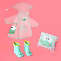 Japanese childrens rain boots Fashion lightweight waterproof rain shoes raincoat Cute childrens non-slip waterproof rain boots set