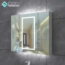 Smart mirror cabinet stainless steel wall-mounted with LED light anti-fog bathroom bathroom mirror cabinet simple Nordic locker