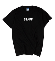 STAFF National Tide Street Hip Hop English Printing Simple Pure Black Classic High Quality Seamless Short Sleeve T-shirt
