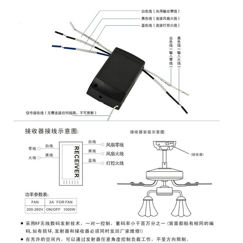 ceiling fan light electric fan light remote control receiver invisible fan light ceiling fan universal speed control wireless remote control switch
