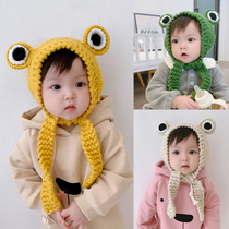 Korean childrens baby knitted wool female hair band cute super cute autumn and winter baby warm earcup headdress Korean winter
