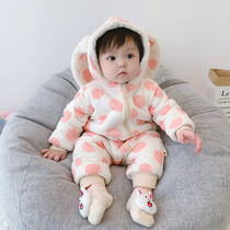 Baby hugging clothing winter thickened jacket Baby velvet lambskin jumpsuit Autumn and winter hugging clothing out of the hugging clothing