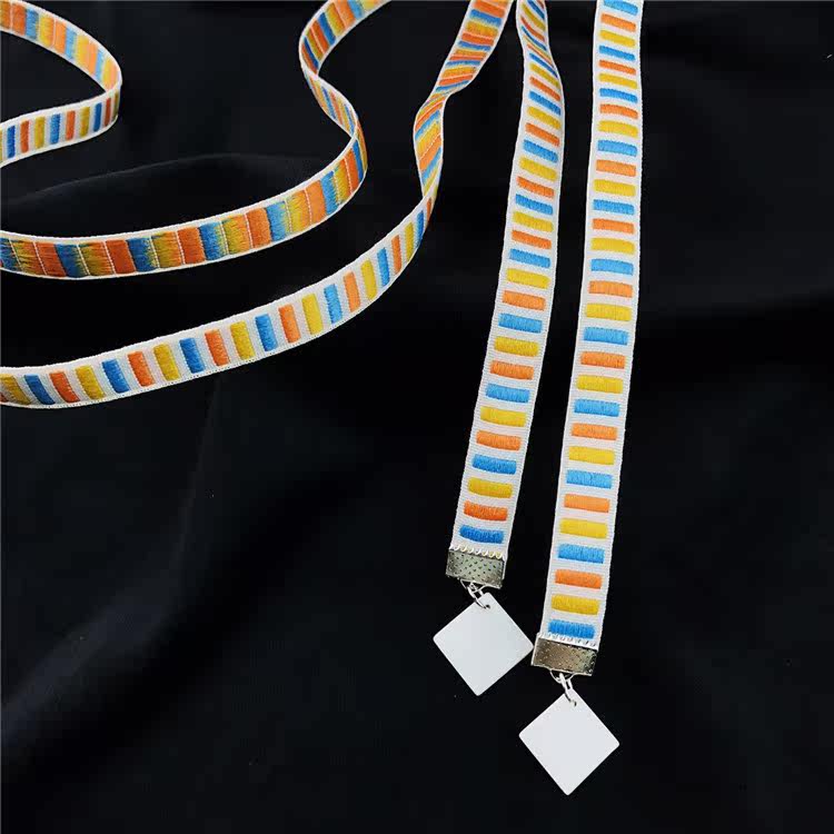 hello shark 原创设计手作 彩虹色贝壳织带日韩项链 2017新品挂饰