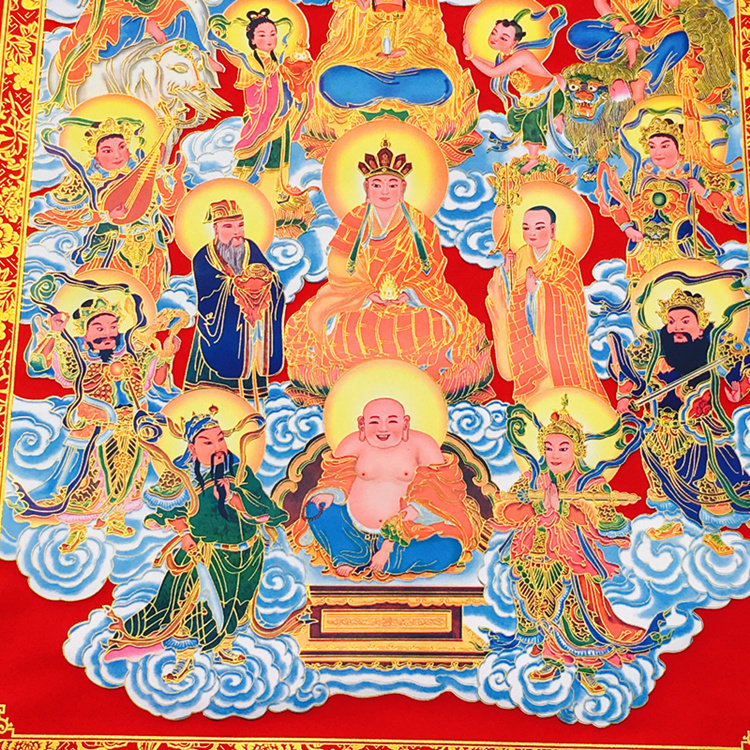 新款1.6米全堂佛挂联中堂挂画 鸡年春节对联挂画年画对联