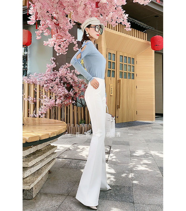 白色喇叭裤女高腰显瘦显高秋冬新款长裤休闲直筒工装西装微喇裤子