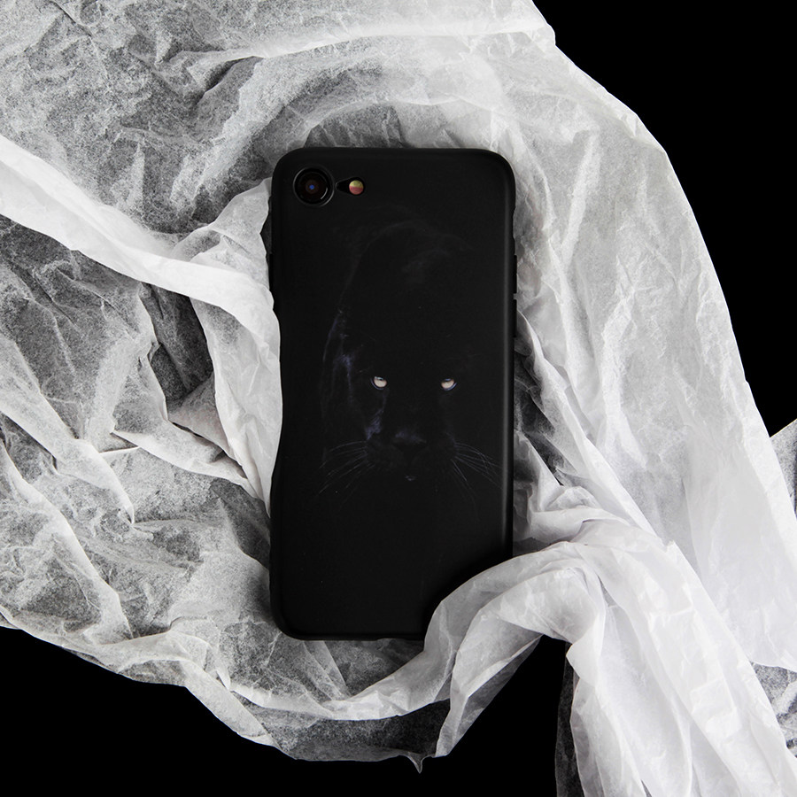 黑豹全黑超霸气原创意苹果6s iphone7 plus全包磨砂硅胶手机壳软