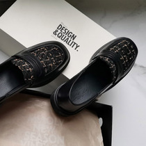 Womens shoes Summer 2020 new British small leather shoes a pedal shoes single shoes Womens Flat thick bottom muffin lofty shoes