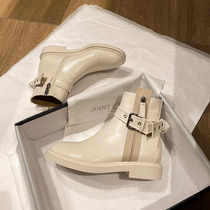 Wonderful couple women's boots 2021 autumn and winter new English style short boots side zipper flat bottom handsome slim short tube martin boots