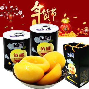 苏禾suhe精品黄桃对开水果罐头糖水黄桃罐头整箱400g*6罐礼盒包邮