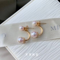 Bajia that winter Japan Akoya natural seawater pearl sterling silver 18K gold earrings Song Hye Kyo