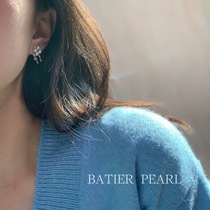 M with Cloud temples and flowers natural round fresh water pearl four-leaf clover tassel earrings