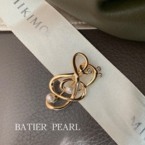 Ba Jia jewelry treble bass clef M same Japanese akoya seawater pearl brooch sweater chain dual use