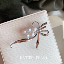 Bajia Jewelry Qinglingtai M Same Style Flower Bow Natural Pearl Brooch Japan Akoya Beads