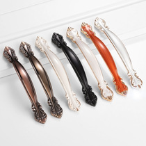 European drawer handle Open wardrobe door handle Modern simple red antique cabinet Green bronze 96 Ivory white