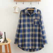 Fat mm autumn clothes cover belly plus fat increase fat woman size plaid shirt women thin Foreign color 200 Jin shirt