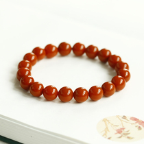 Natural Sichuan Liangshannan red agate bracelet mens and womens hand skewers full of meat full of color persimmon red collection gems