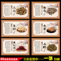 Medicine pharmacy tonic hanging painting Panax notoginseng Cordyceps sinensis American ginseng poster Chinese herbal medicine stickers Wall decorative frame