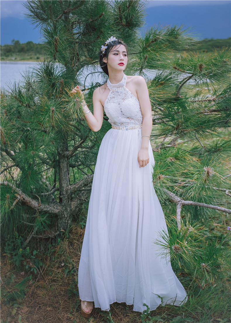 3386#欧美性感复古开叉连衣裙长裙礼服裙蕾丝钉珠重工大摆裙#实拍