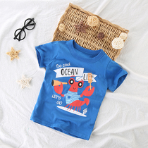 Boy short sleeve T-shirt cotton thin 2021 new childrens round neck T-shirt baby cartoon body shirt summer tide