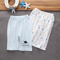 2-pack three-point pants summer infant pants Slub cotton mens and womens shorts Baby cotton can open the crotch thin section