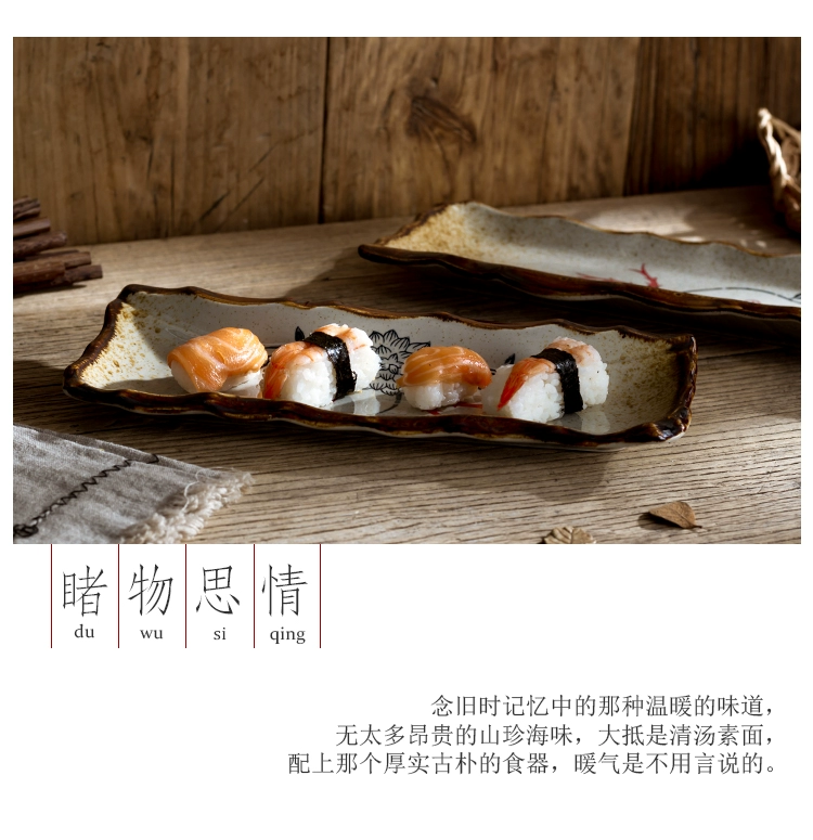 Đĩa dài làm bằng gốm sứ sushi kiểu Nhật, bánh ngọt, món tráng miệng, món nguội sáng tạo cá nhân, bộ đồ ăn nhà hàng khách sạn - Đồ ăn tối