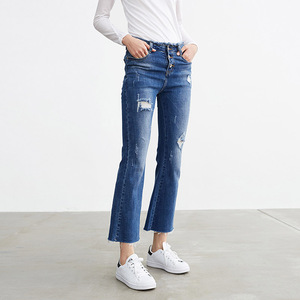 高腰宽松阔腿牛仔喇叭裤