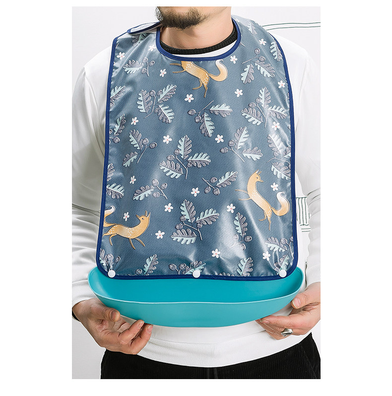 防水防漏 老人吃饭围兜老年人用吃饭成人围嘴饭兜大号仿硅胶大人