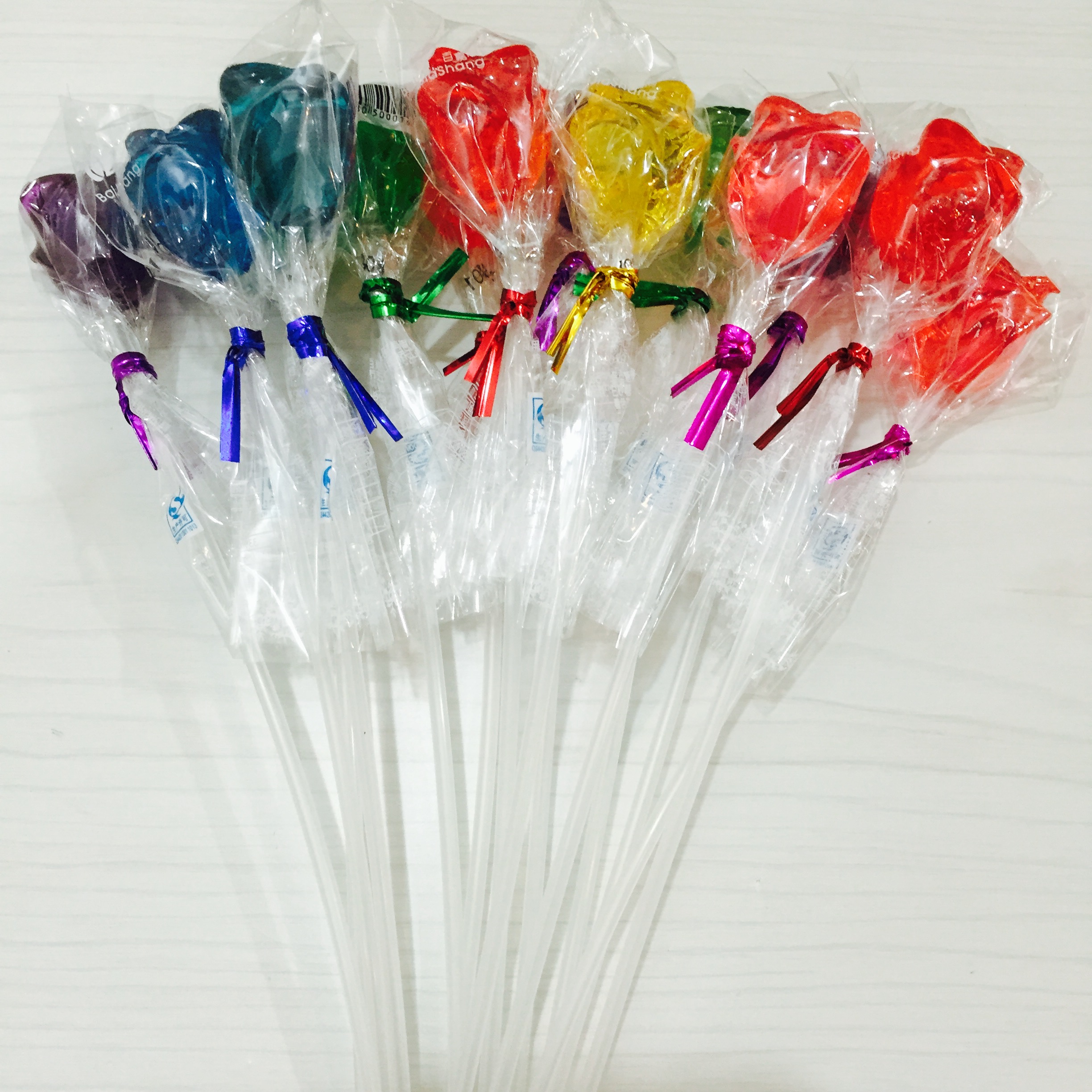 百嘉尚 长杆玫瑰花棒棒糖 整袋装可爱创意造型糖果圣诞节礼物儿童_7折