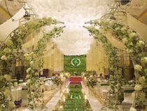 New wedding wrought iron ivory arch wedding props decoration cattle horn door welcome area stage background layout