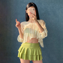 Split swimsuit womens conservative long-sleeved sunscreen hot spring 2020 new belly cover and thin Korean ins student fairy fan