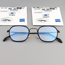 Japanese hand-made light luxury refined carved Zhongjin composite plate pure titanium square frame glasses frame small with myopia tide