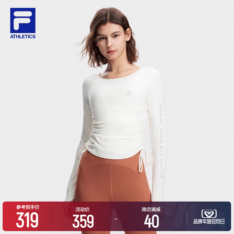 (ZHANG Jun) FILA Fieroy Official Women's Knitted Long Sleeve Blouse 2023 Winter New Sport T-shirt Female-Taobao