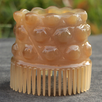 Natural yak horn jellyfish pattern washing hair massage horn comb Bath Shampoo cleaning head skin massage comb