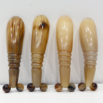 Natural white yak horn scraping board horn Tube full body massage stick Face facial beauty stick household tea spoon