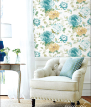 Retro nostalgic blue big flower wallpaper classic old Shanghai style wallpaper photo studio wallpaper background AB Model