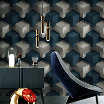 Blue three-dimensional three-dimensional wallpaper abstract cube mosaic pattern modern personality TV background wallpaper KTV