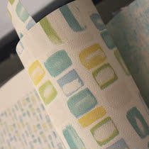 Cartoon fresh blue Orange small block wallpaper childrens room kindergarten wallpaper milk tea shop wallpaper