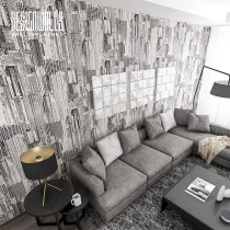 Oslong non-woven wallpaper personality modern fashion urban high-rise building AB with black gray striped wallpaper