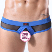 Sexy mens breathable mesh see-through sex panties exposed jj exposed hips seduced gay little gay show briefs 0