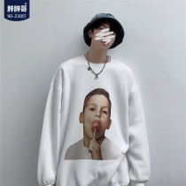 Large size sweater mens autumn and winter hats without hats 2021 European and American ins Tide brand coat loose fat mens