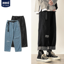 Fat fat brother jeans men autumn and winter straight loose ankle-length pants size fat casual wide leg pants mens