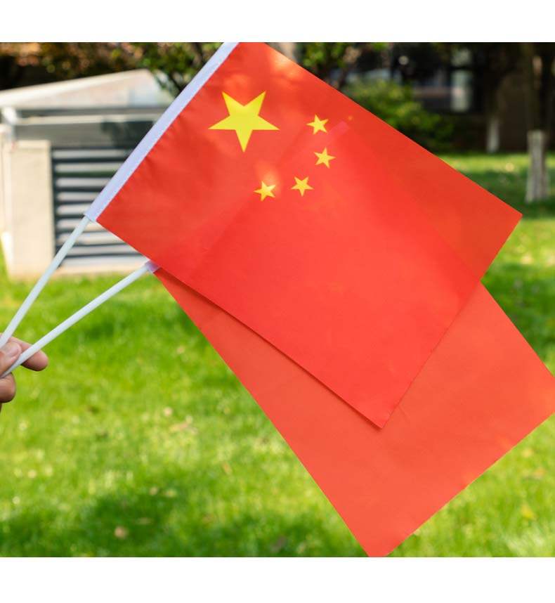 7号8号100面国旗国庆节装饰小红旗手摇旗手持手拿小国旗带杆迷你-阿里