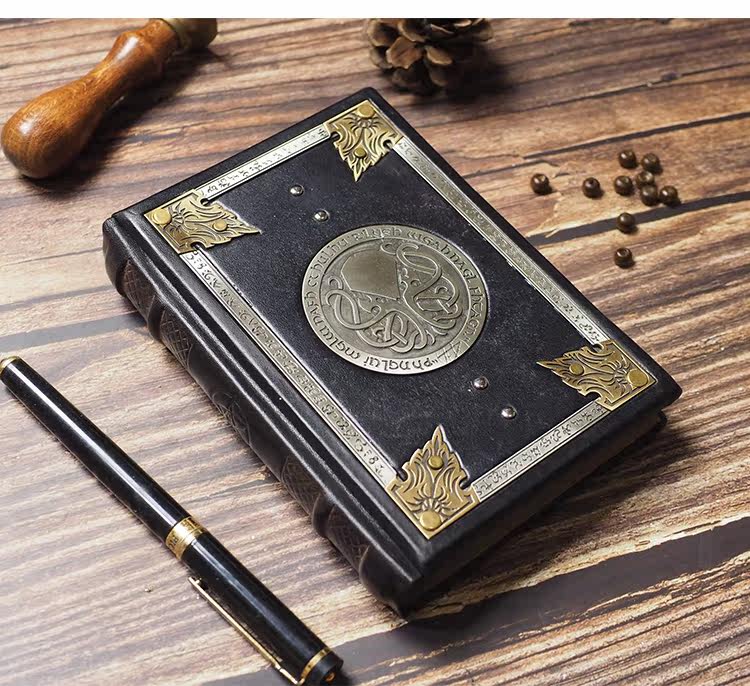 克苏鲁旧神之印手工硬壳活页暗黑中世纪死灵之书定制文具笔记本子