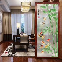 Art glass custom corridor living room entrance aisle partition double-sided transparent frosted painted tempered bamboo report safe