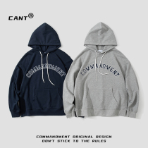 commandment original pure cotton patch cloth embroidered letter hoodie men's loose all match hooded couple pullover sweatshirt